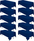 10 Pack Navy Blue Tablecloths for 6ft Rectangle Tables - Durable