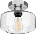 SunRider Semi Flush Mount Ceiling Light - Brushed Nickel Seeded Glass