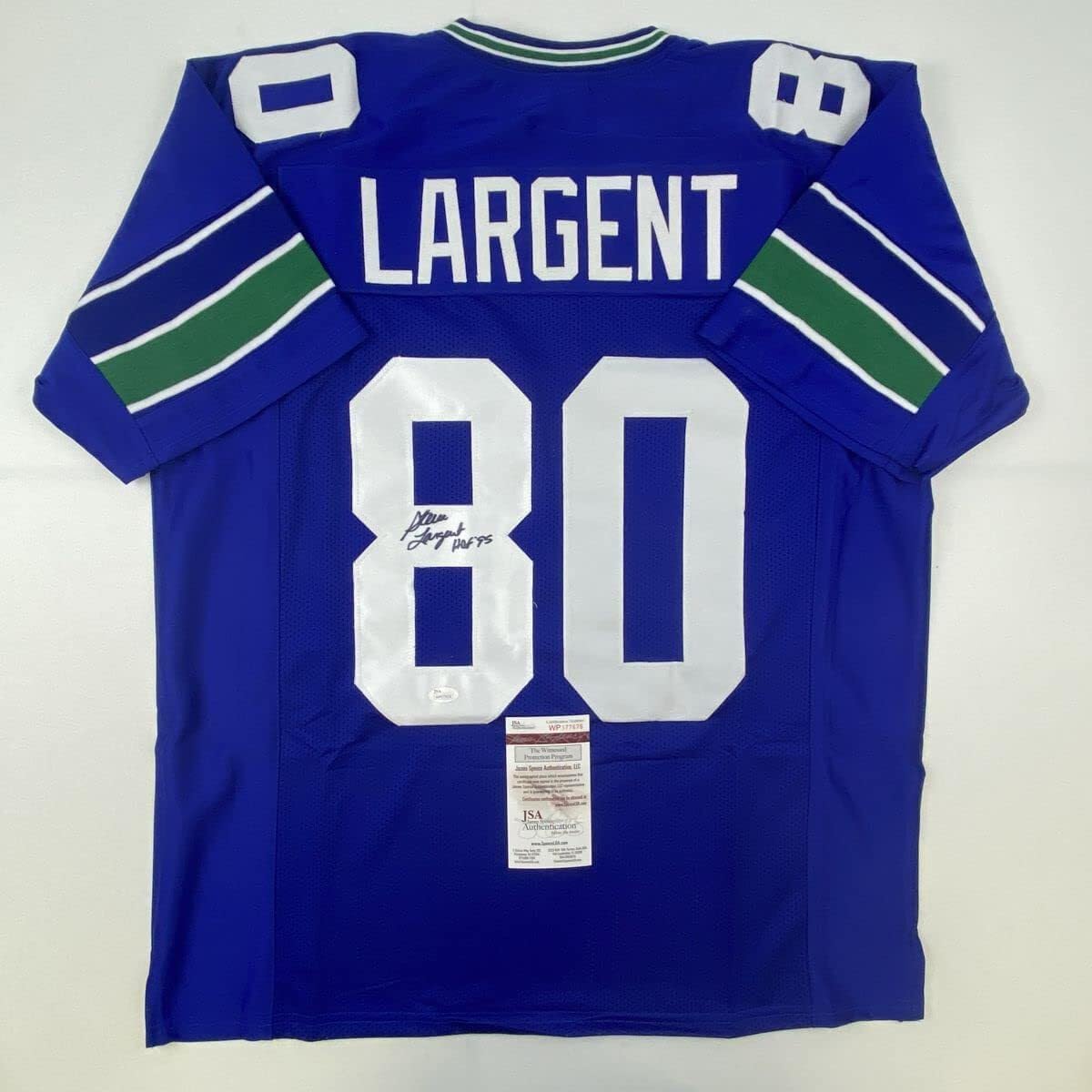 Autographed Steve Largent HOF 95 Seattle Blue Football Jersey
