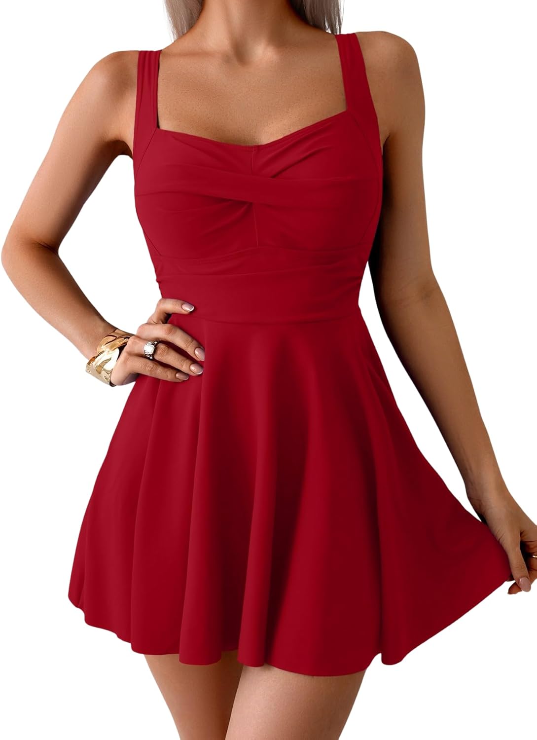 B2prity One Piece Swimdress Swimsuit for Women with Tummy Control