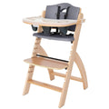 Wooden High Chair Natural with Dark Grey Cushion - Adjustable EZ-Seat