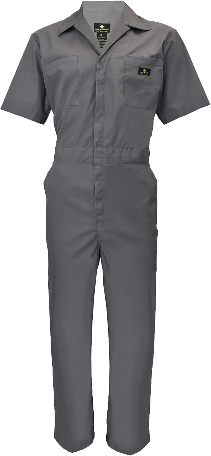 Natural Uniforms Mens Short Sleeve Zip Up Coverall for Comfort