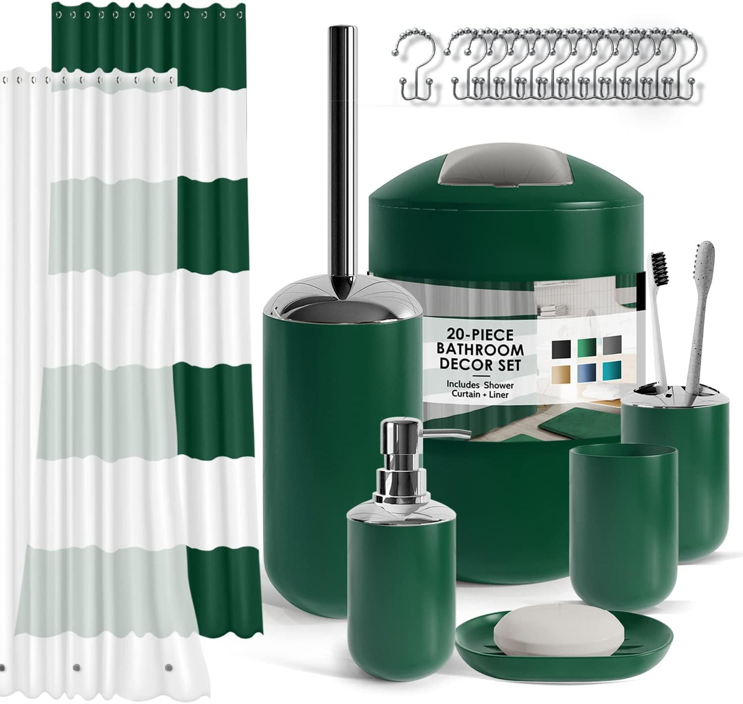 Clara Clark Green Bathroom Accessories Set for Stylish Decor