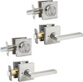 Front Door Handle Set with Deadbolt and Levers - Keyed Alike 2Pack