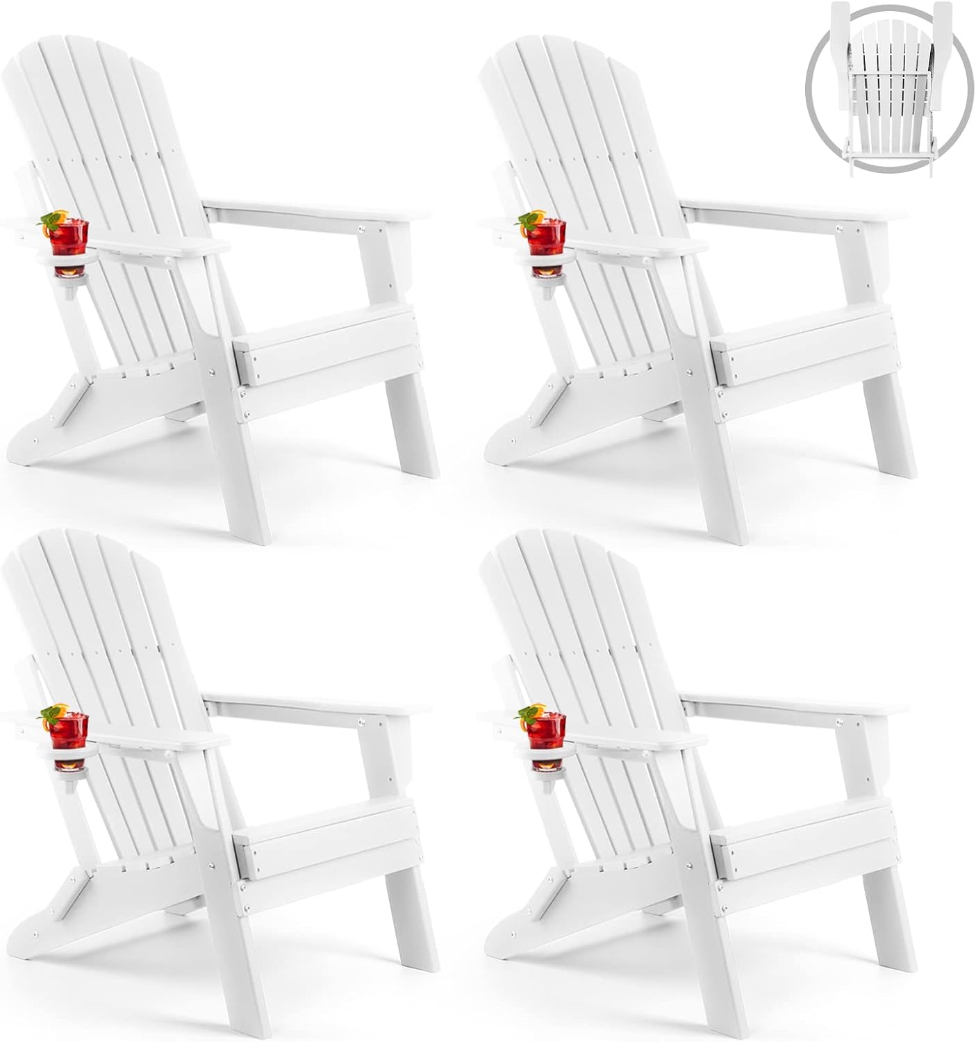 Folding Adirondack Chair Set of 4 for Outdoor Relaxation