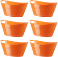 Patelai 6 Pcs Ice Buckets Bulk - Orange Oval Party Drink Tub 4.5L