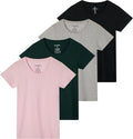 Women's Cotton Short Sleeve T-Shirt 4 Pack - Everyday Scoop Neck These
