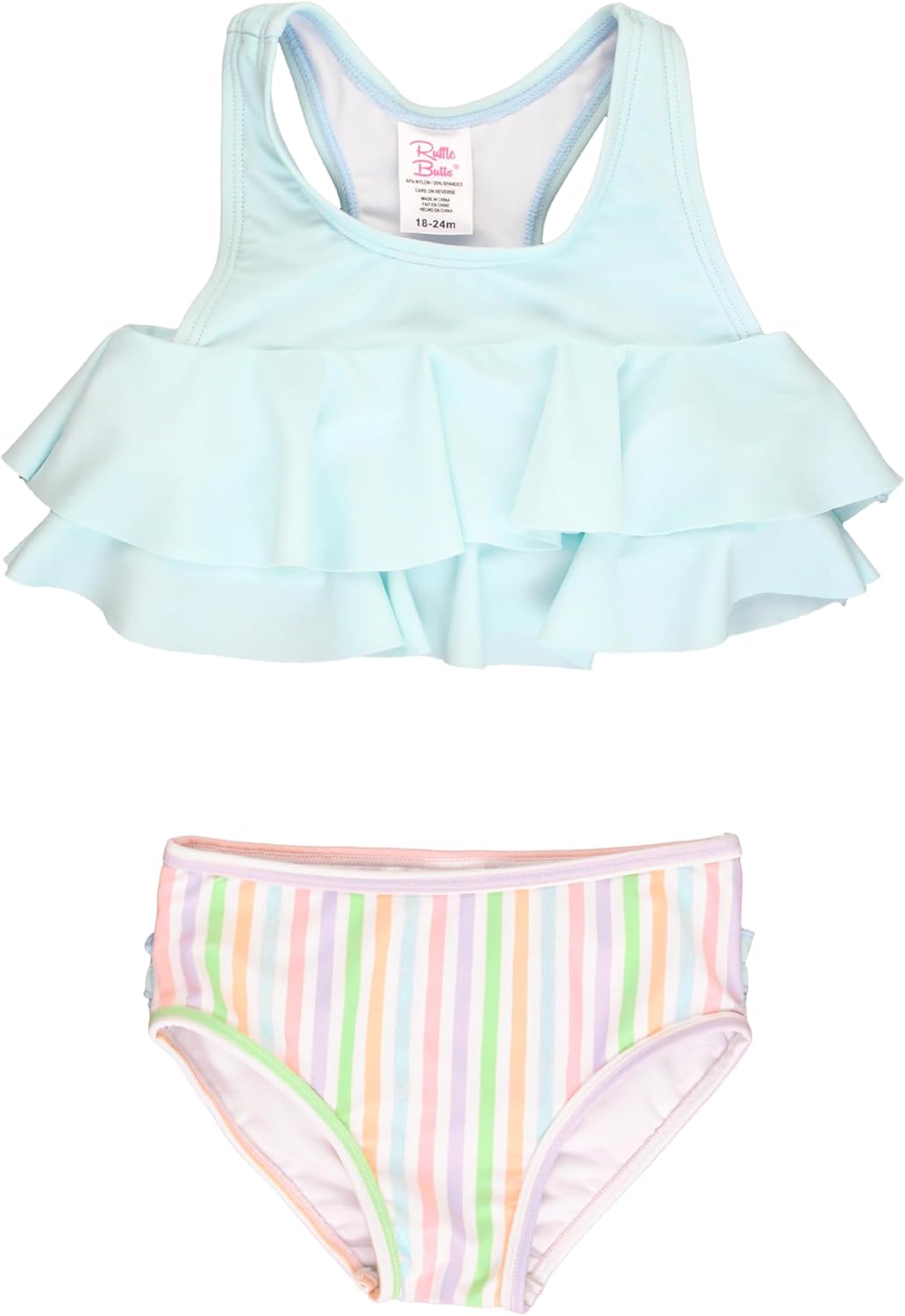 RuffleButts Baby/Toddler Girls Cropped Tankini Swimsuits with UPF50