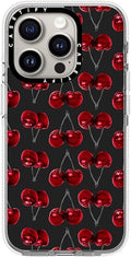 Clear iPhone 15 Pro Case - Modern Cherries Red and Gray, Clear