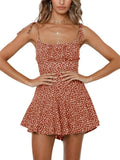 Jeanewpole1 Women's Boho Floral Wide Leg Short Romper - Smocked