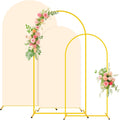 Metal Arch Backdrop Stand Set of 2 with Beige Spandex Covers - Sturdy
