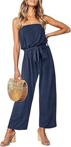 ZESICA Women's Casual Off Shoulder Solid Color Jumpsuit Romper