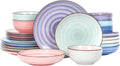 Selamica Ceramic Plates and Bowls Set, 24 Pieces Dinnerware Set for 6