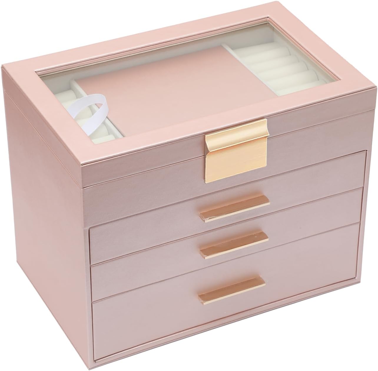 BOOVO Jewelry Boxes for Women: Elegant 4 Layer Organizer