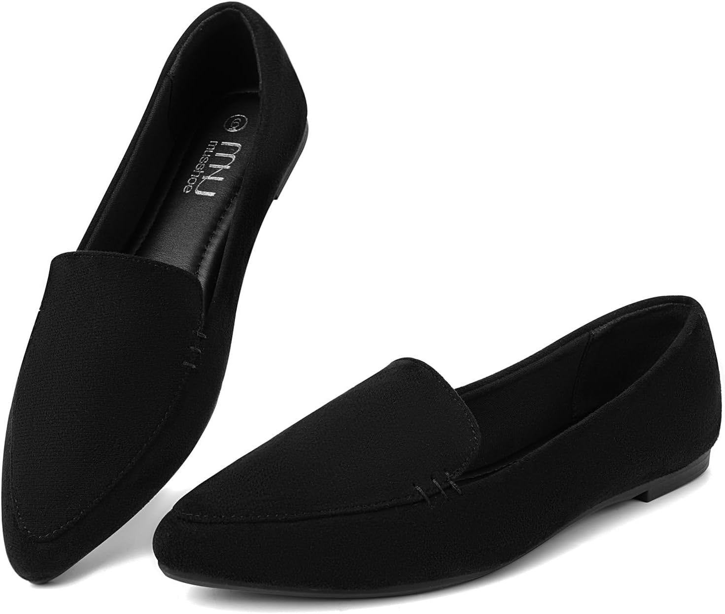 MUSSHOE Loafers for Women: Comfortable Pointed Toe Memory Foam