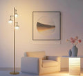 Mid Century Modern Floor Lamp with LED Bulbs - Gold Globe Lamp