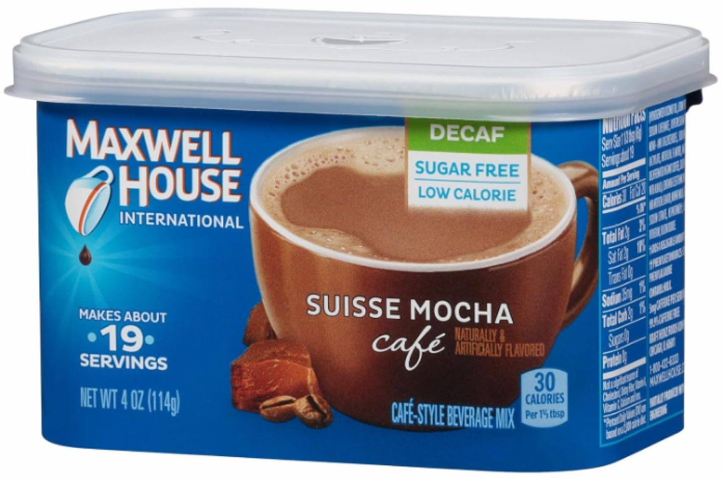 Maxwell House Decaf Suisse Mocha Mix, Sugar-Free 4oz Tub, 4 Pack