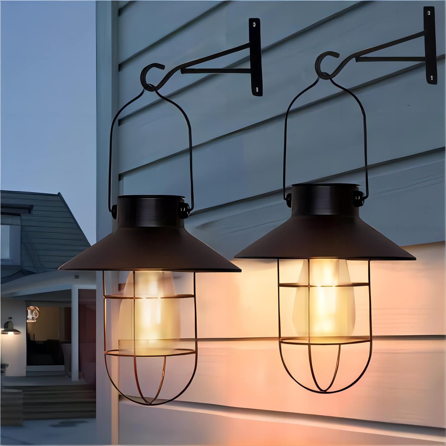 Solar Lanterns Outdoor Metal Hanging Lights for Garden Decor