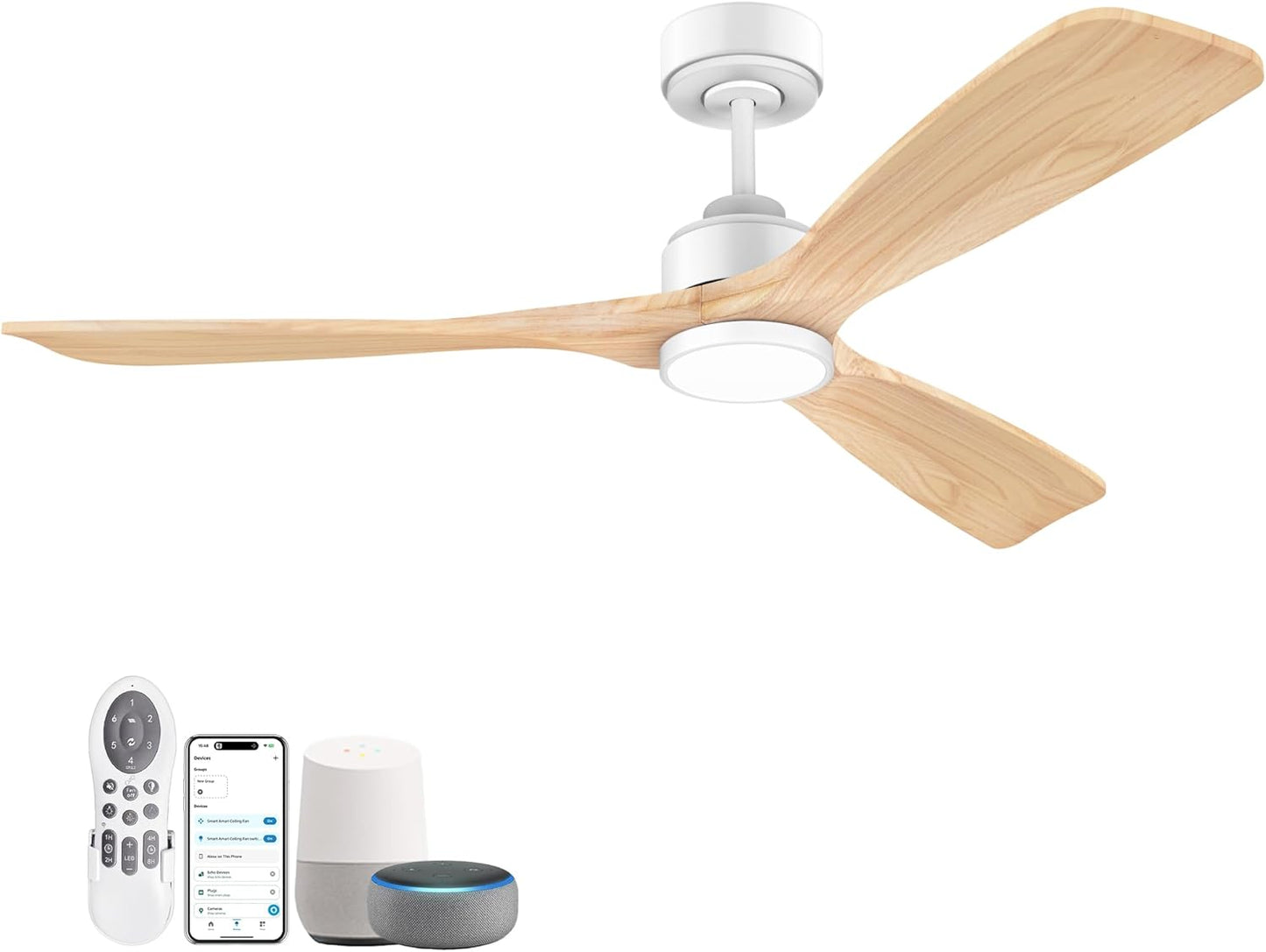 52 Inch Smart Ceiling Fan with Lights and Voice Control Features
