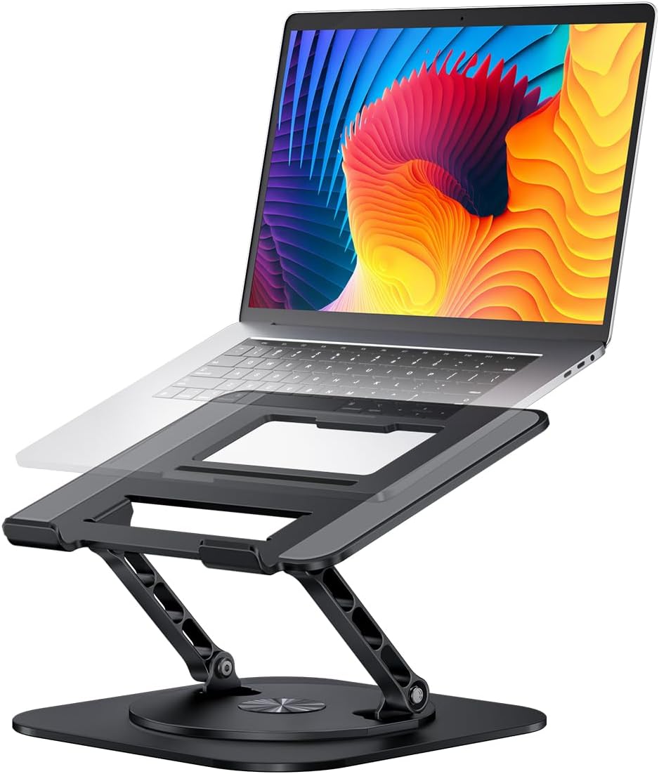 Adjustable Laptop Stand with 360 Rotating Base for Ergonomics