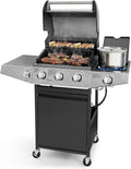 3 Burners Gas Grill with Side Burner - Powerful Patio BBQ