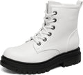 Combat Boots Ankle Booties for Women - Lace-up Platform Side Zipper