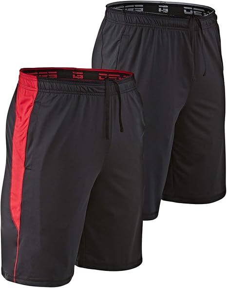 DEVOPS Men's 2-Pack Loose-Fit 10in Workout Gym Shorts with Pockets
