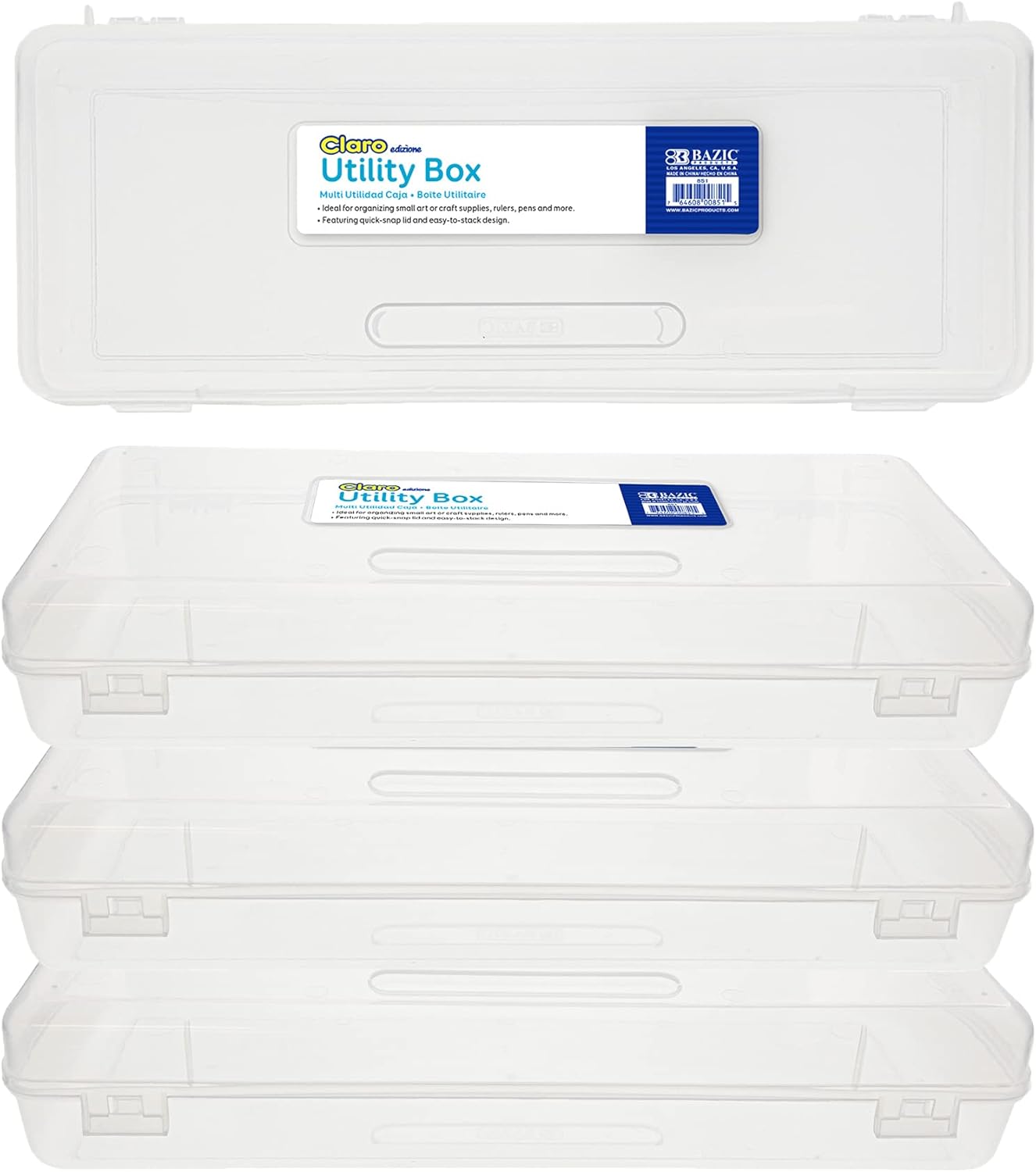 BAZIC Plastic Pencil Case for Organized Storage and Utility