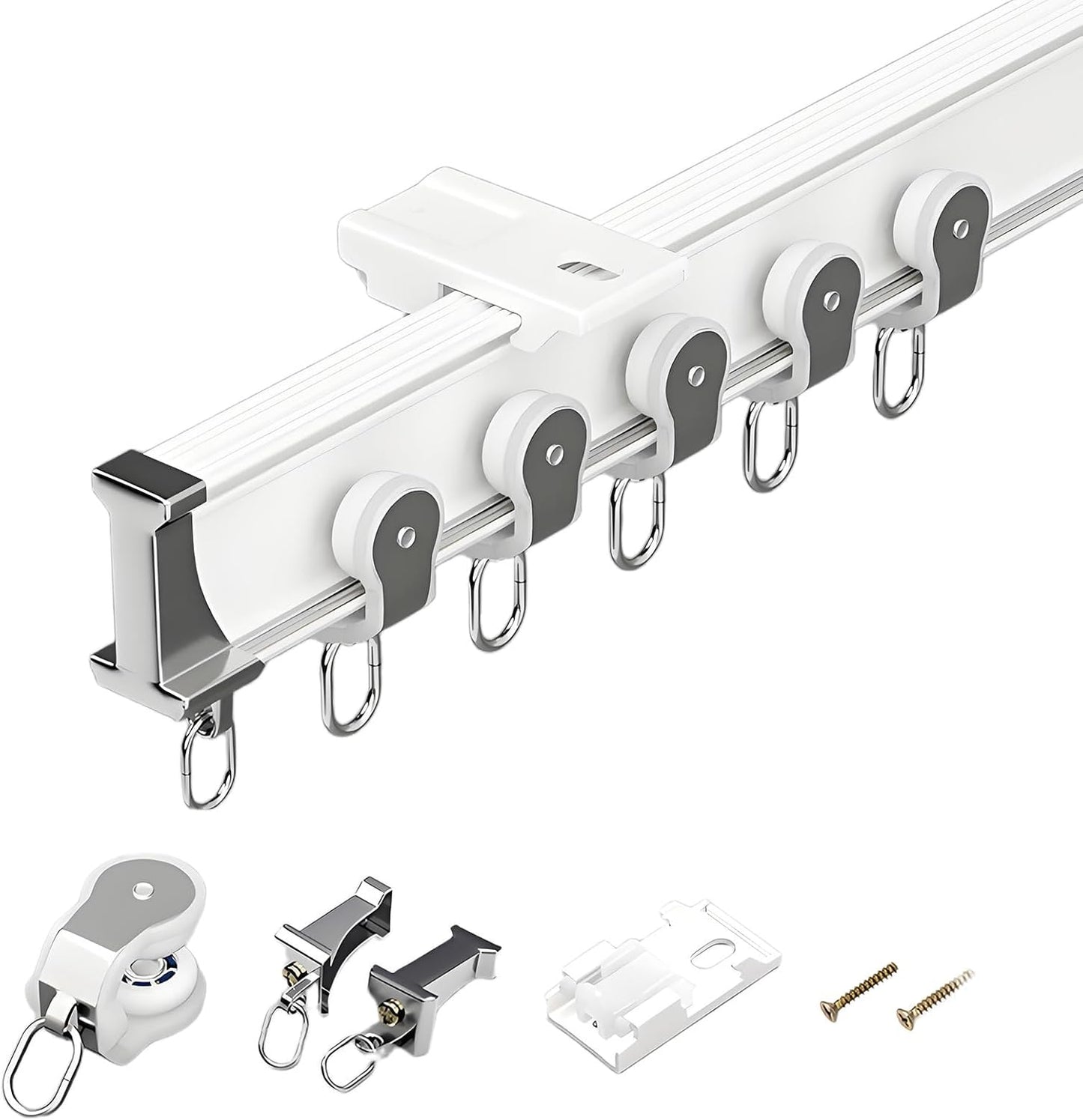 Flexible Ceiling Mount Curtain Track - Heavy Duty Aluminum - White