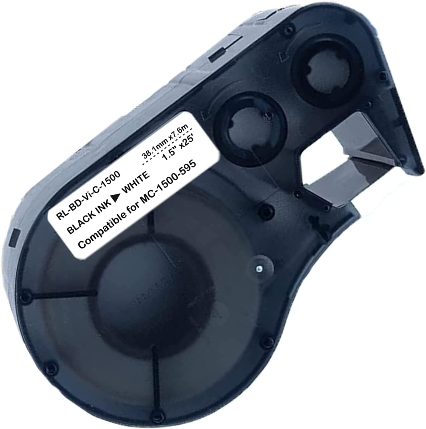 Compatible Label Tape Replacement for MC-1500-595-WT-BK Cartridge