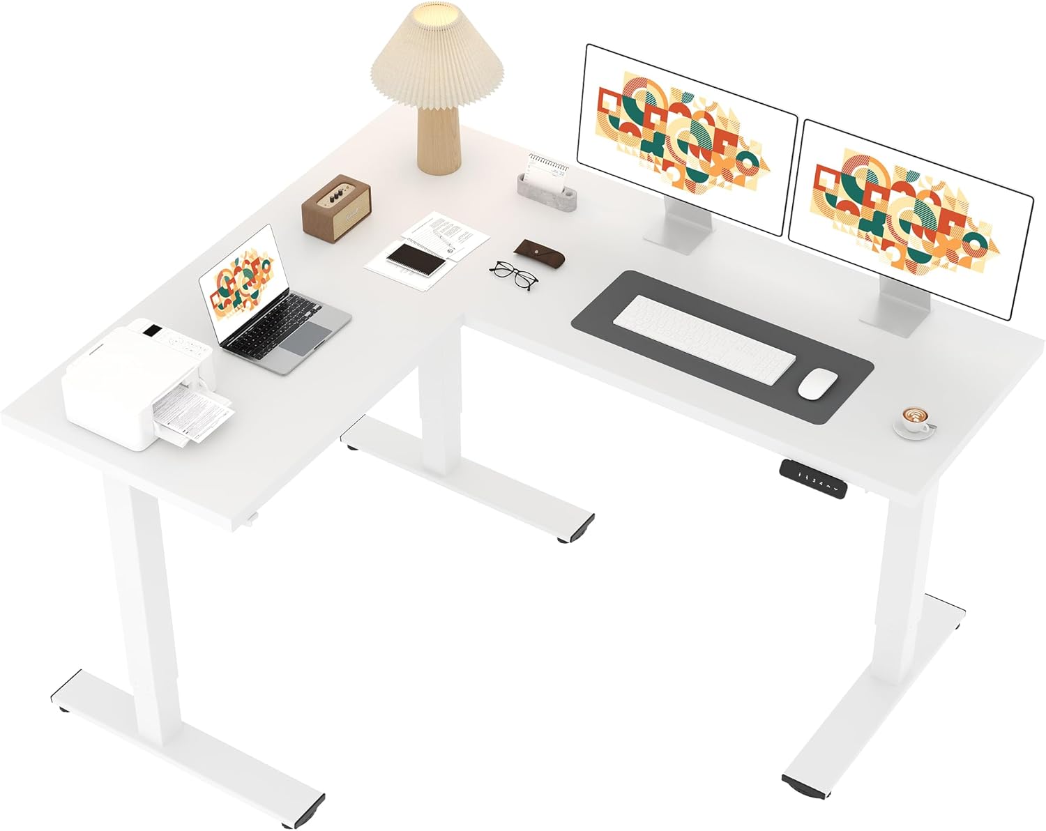 SANODESK L Shaped Standing Desk with Electric Height Adjustment