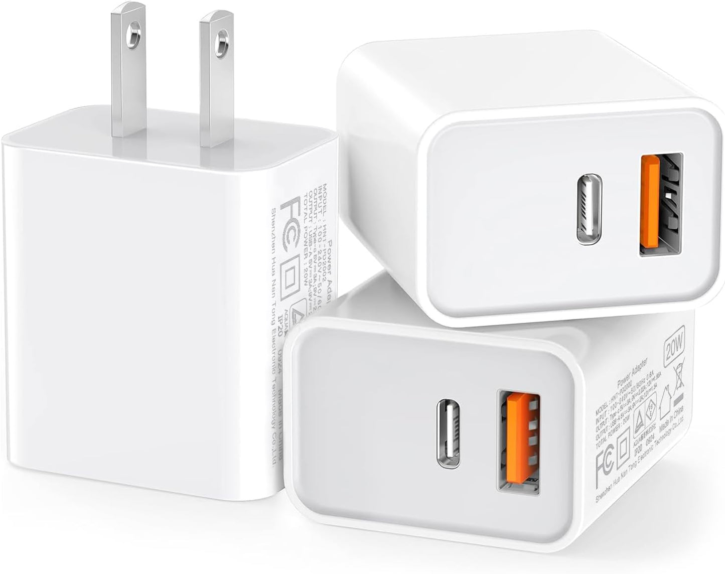 Fast Dual Port USB C Wall Charger for iPhone, 20W QC+PD 3.0 - CSODINCE