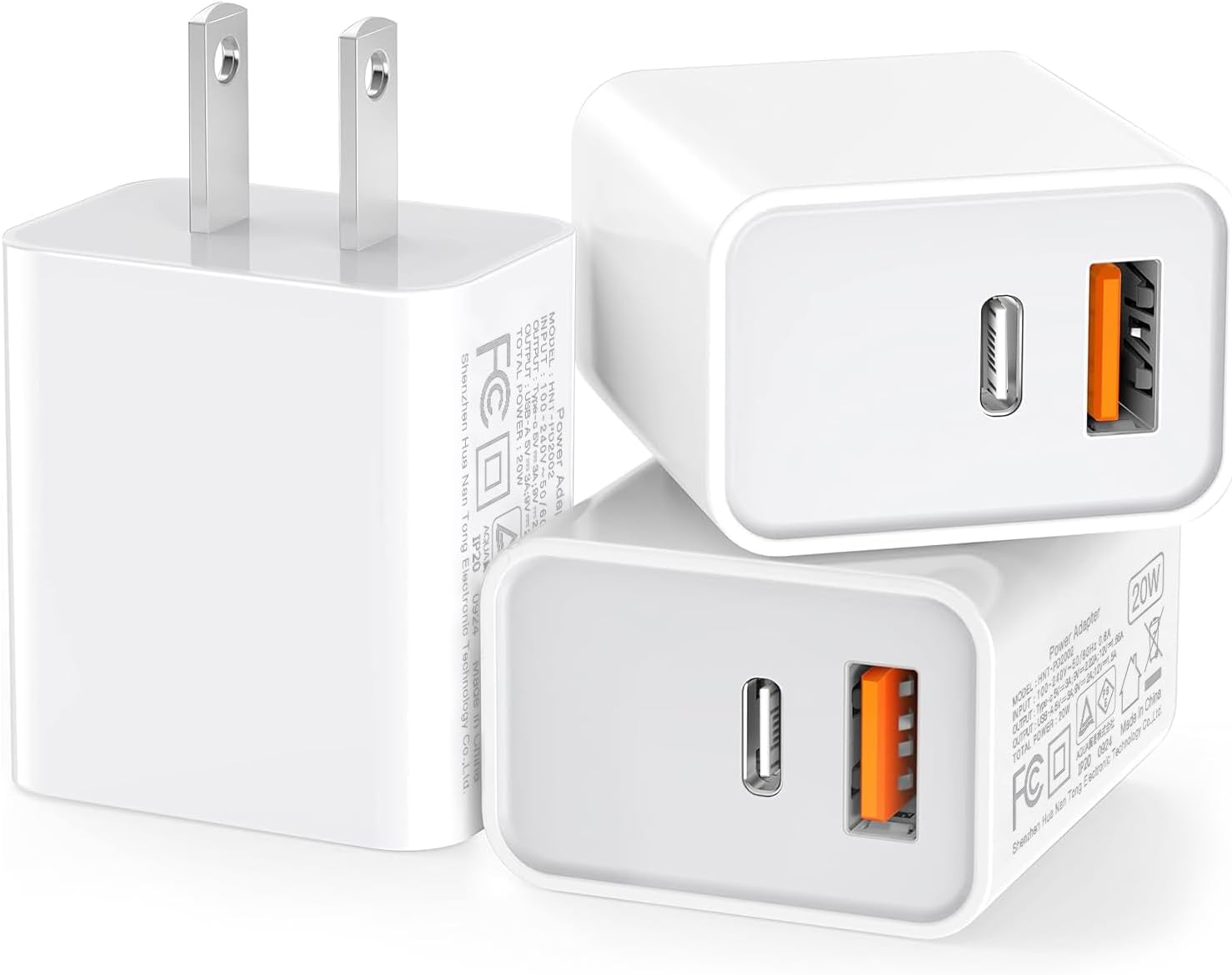 Fast Dual Port USB C Wall Charger for iPhone, 20W QC+PD 3.0 - CSODINCE