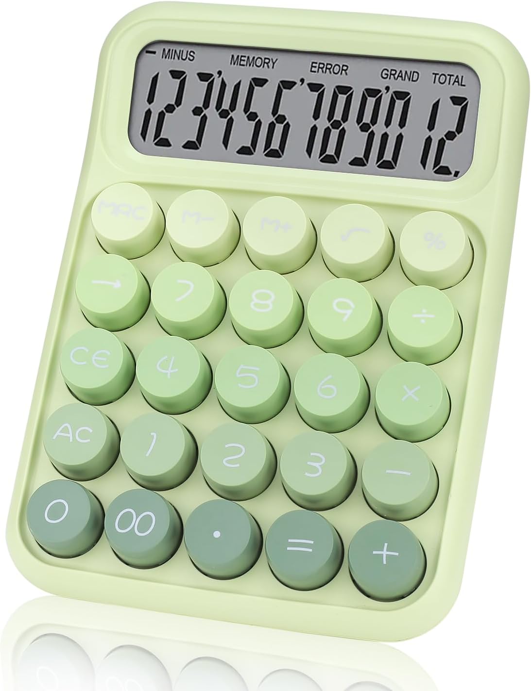 Big Button Mechanical Calculator: Cute Pink Aesthetic - 12 Digits, Large LCD, Automatic Sleep - FIOVER