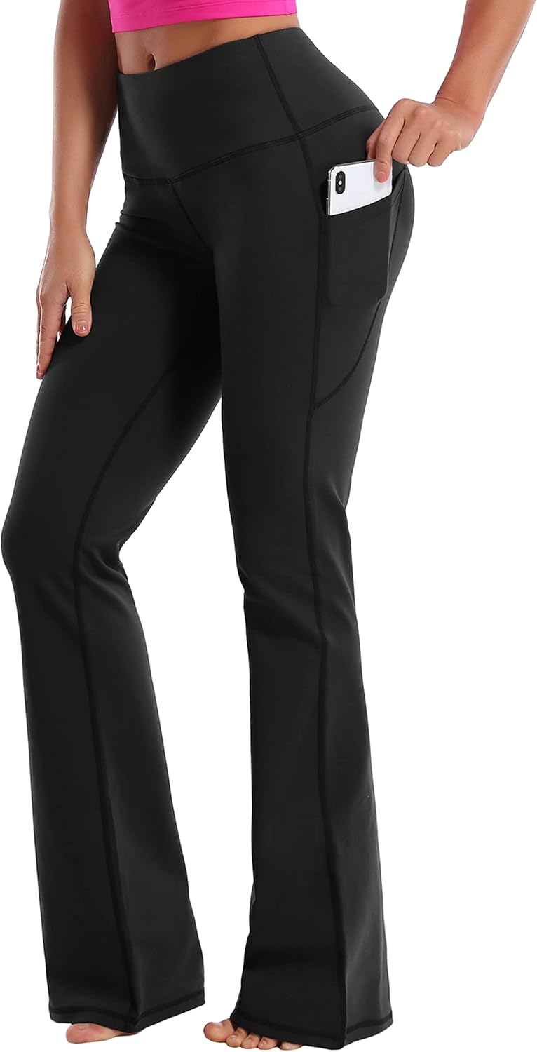 BUBBLELIME High Waist Yoga Pants, Tummy Control Bootcut Flare with Pockets