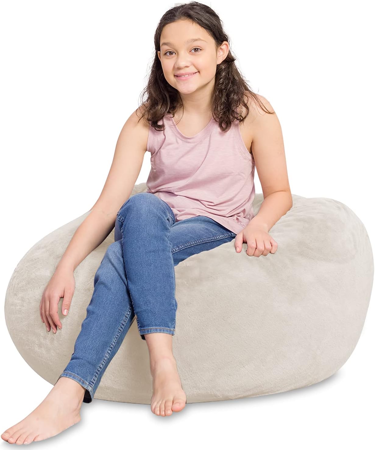 Posh Creations Bean Bag Chair for Kids and Adults - Cream 38in