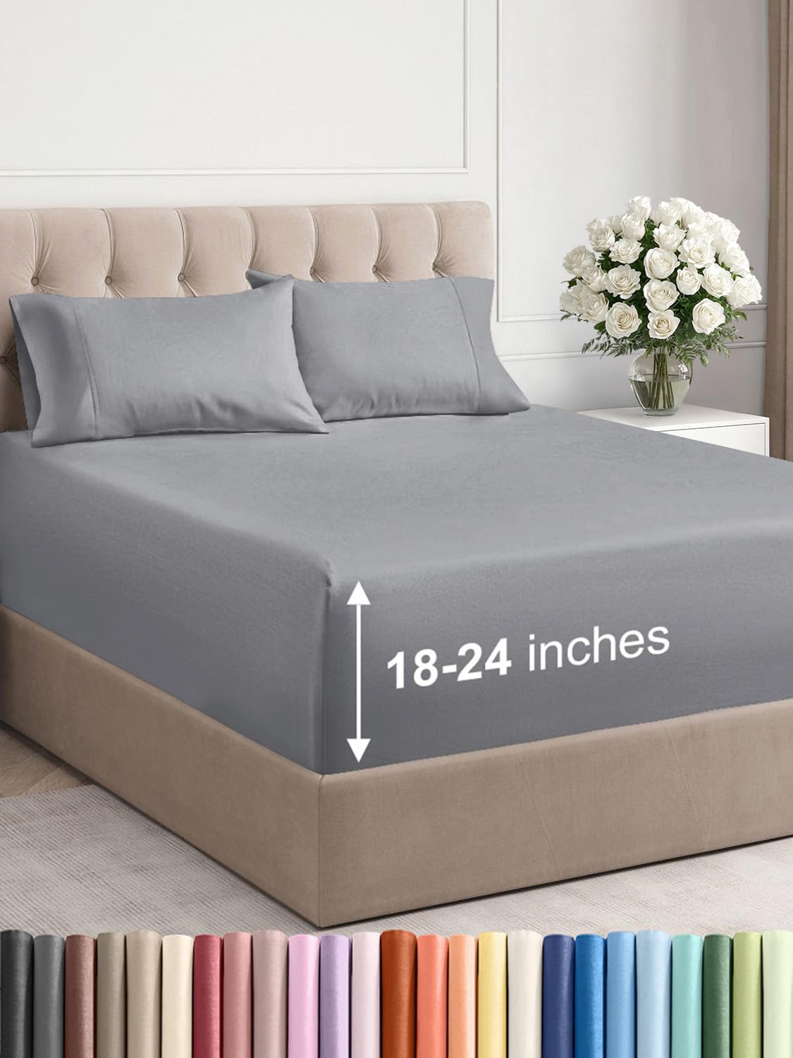 Extra Deep Pocket Queen Sheet Set - Soft & Cooling Bed Sheets