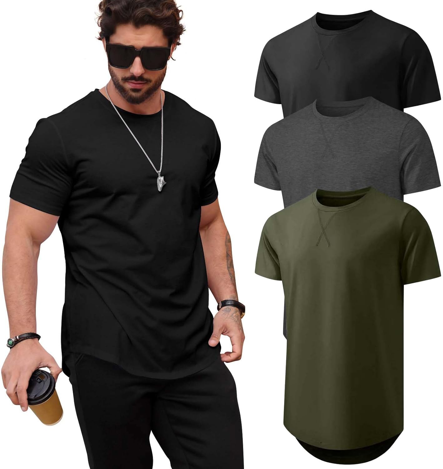 Mens Casual Hipster Longline Crewneck Tee Shirts for All Occasions