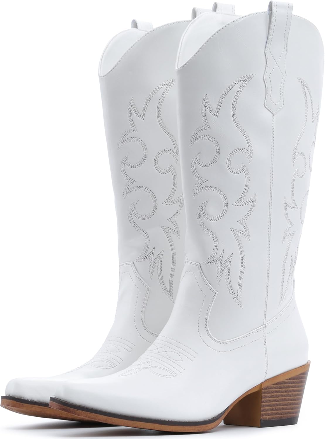 IUV Cowboy Boots for Women with Chunky Heel and Snip Toe