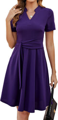 Stylish Summer Short Sleeve Dress with V Neck for Women