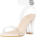 Clear Block Sandals Chunky Heels 3.35 in - Versatile Clear