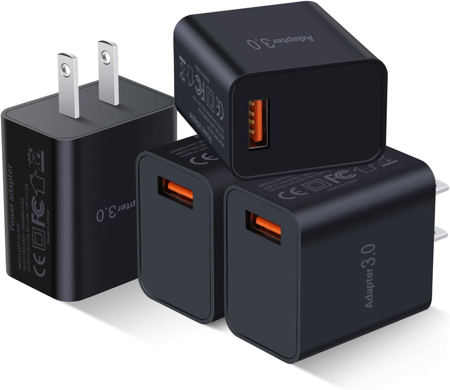 4-Pack Fast Charge USB Wall Chargers - Rapid 3A Charging