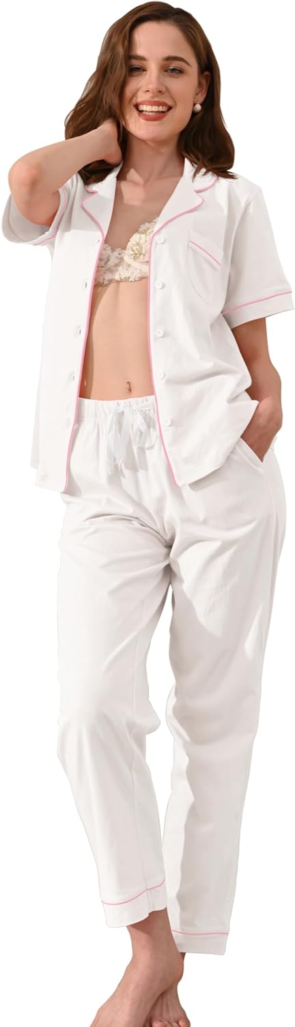100% Cotton Pajamas for Women Sets Soft Sleepwear Loungewear