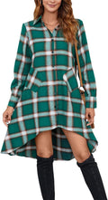 olrain Plaids V Neck Long Sleeve Irregular Hem Shirt (Style 3MP6)