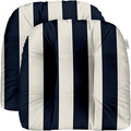 U-Shape Wicker Seat Cushions Set of 2 19 x 19 in - Navy & White Stripe