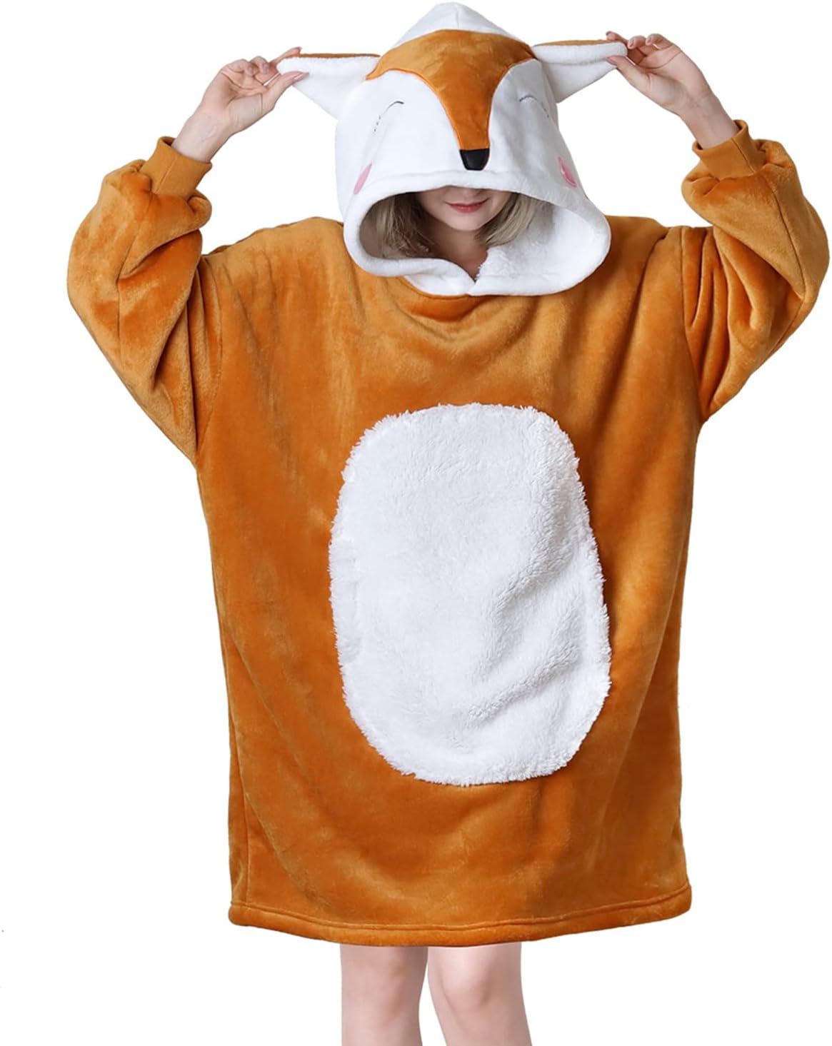 Wearable Blanket Hoodie for Adults - Cozy Flannel Sweatshirt