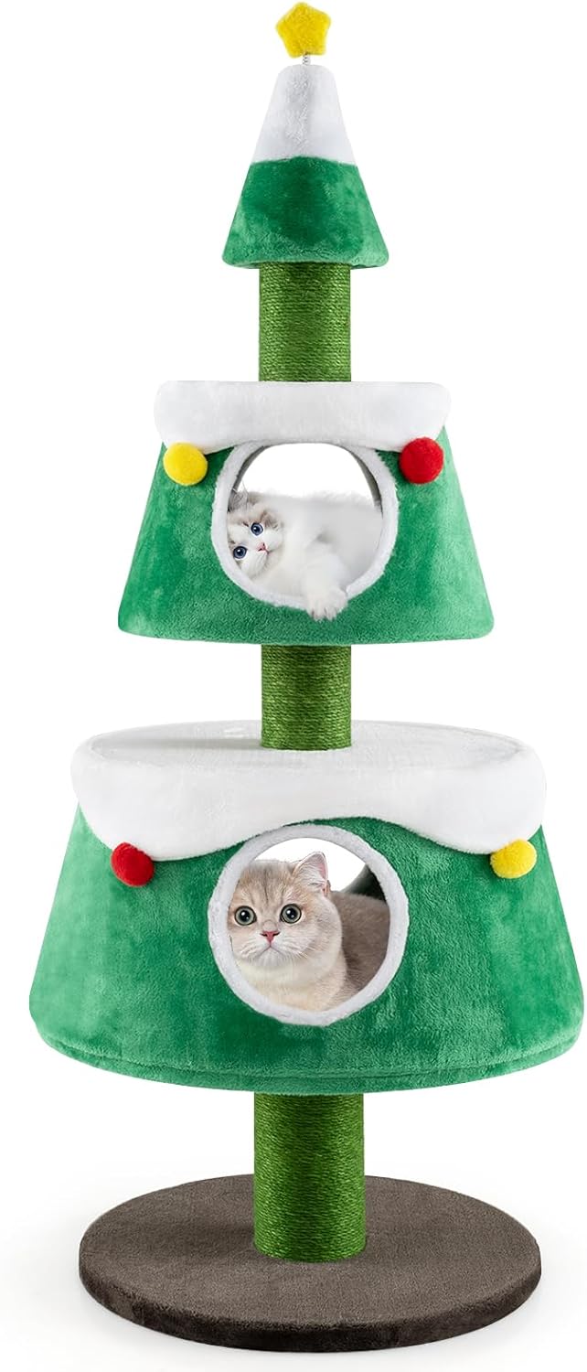 PETSITE 60 inch Christmas Cat Tree with Condos and Scratching Posts