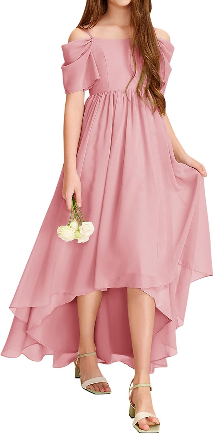 Haloumoning Girls Cold Shoulder Dress for Special Occasions