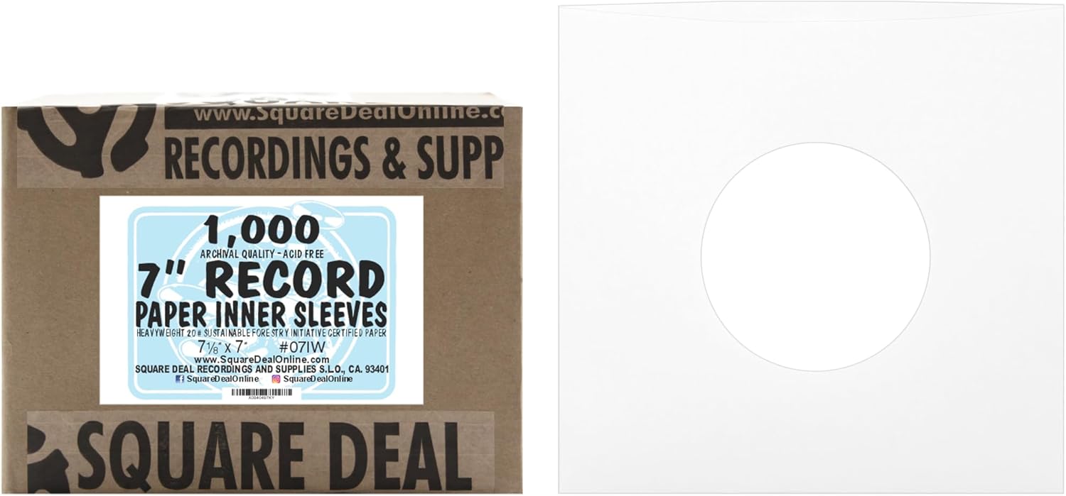 Archival Quality Heavyweight Paper Sleeves for 7 Inch Vinyls