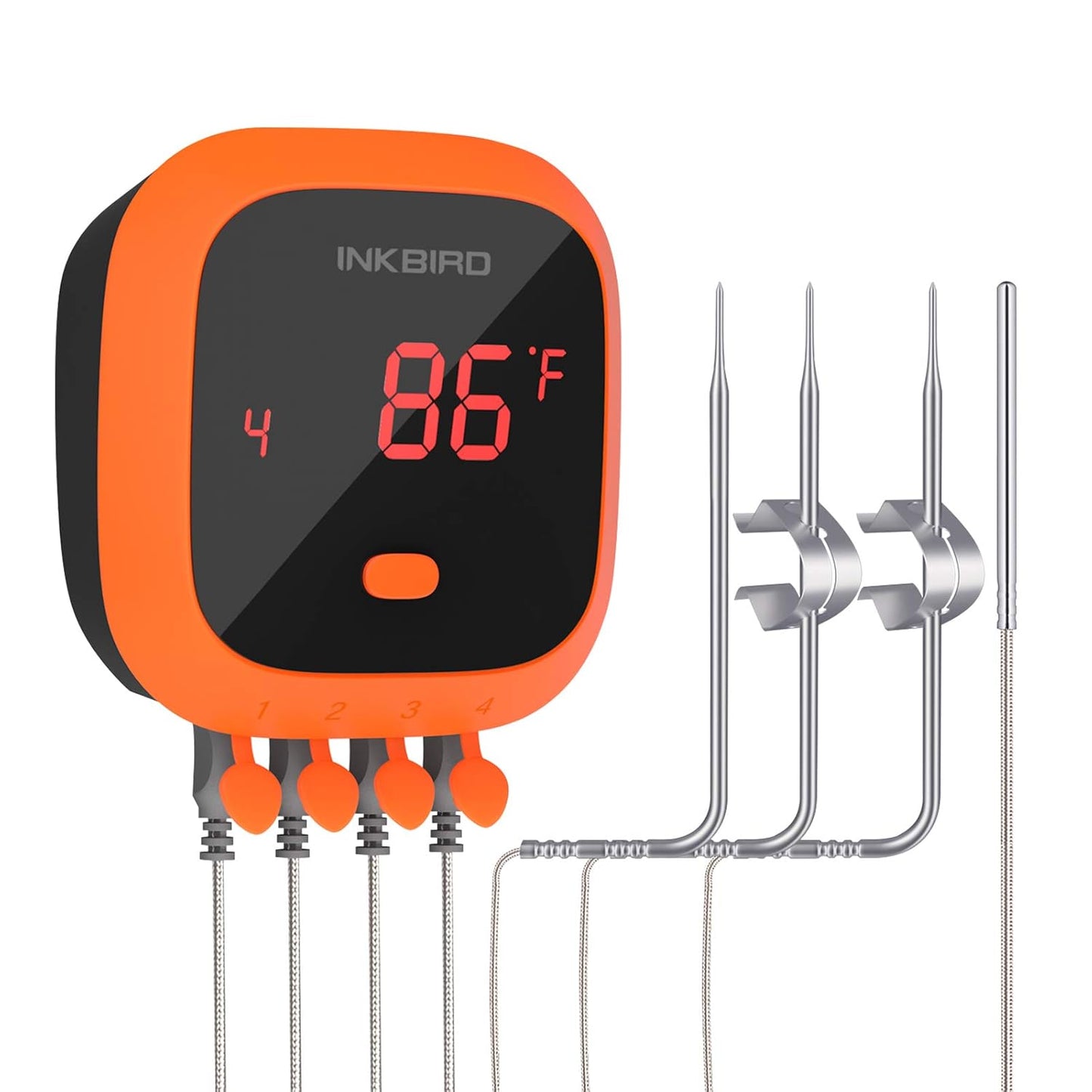 Inkbird Waterproof Bluetooth Meat Thermometer - 4 Probes, Timer, Alarm